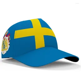 Ball Caps Sweden Baseball Free Custom Made Name Number Team Logo Se Hat Swe Country Travel Sverige Nation Swede Swedish Flag Headgear