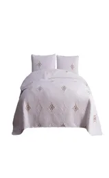 Vit broderi bomullsbedäcksbedömning sängöverdrag quiltade täcken hem sängkläder set coverlets kingsize madrasstopper quiltade ark patchw6386252