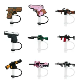 Gun Straw Cover Topper Silikontillbehör Cover Charms Återanvändbart stänkskydd Drickande dammplugg Dekorativ DIY DIN EGNA 8MM STACH ZZ