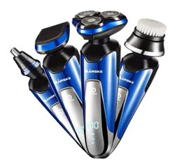 Marske Electric Shaver 4 in 1ロータリー3ブレード多機能男性充電フェイスケアノーズトリマー3Dインテリジェント洗浄4081558