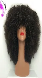 Full Bangs Mały loków sprężyste kręcone peruki koronkowe czarne czarne afroamerykańskie kobiety naturalne oporne na ciepło syntetyczne krótkie wig1709479