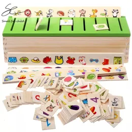 Montessori Early Education Puzzles Toys Children Intelligence Learning Puzzle Wood Creature 3D Kids Sortera Math 240306