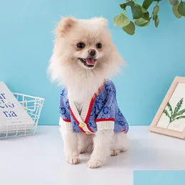 Dog Apparel Designer Dog Clothes Winter Warm Pet Sweater Knitted Turtleneck Cold Weather Pets Coats Plover Clothing Drop Delivery Home Dhbdo