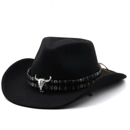 Wide Brim Hats Simple Winter Retro Women's Men's Wool Western Cowboy Hat Fashion Gentleman Jazz Bowler Cap Sombrero2333