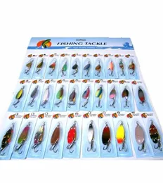30PcsCard Crankbaits Assorted Fishing Lures Spinner Metal Spoon Fishing Hard Lure Pike Salmon Fishing Wobblers Artificial Baits 201747069