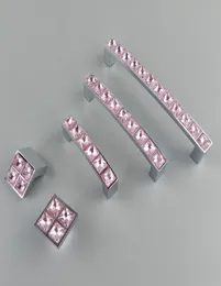 Crystal Glass Series Diamond Pink Furniture Handles Door Knobs Dresser Drawer Wardrobe Kitchen Cabinets Cupboard Door Accesso7271500