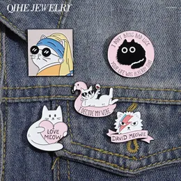 Brooches Pink Cute Cat Enamel Pins Kawaii Cartoon Sunglasses Heart Badge Backpack Hat Accessories Fashion Jewelry Gift For Friends