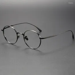 Óculos de sol quadros de alta qualidade designer artesanal titânio prescrição óculos homens mulheres retro redondo tamanho pequeno rosto óculos óculos
