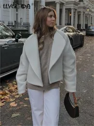 Blandar mode vit tjockare kappa kvinnor 2023 höst vinter långärmad faux ulljacka kvinnlig casual chic cardigan lady outcoat