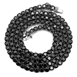 Diamant hat den Test bestanden 16-24 Zoll S925 Sterling Silber 3 mm 4 mm Bling Black Moissanit Tenniskette Halskette Armband Links Schmuck für Männer Frauen Schönes Geschenk