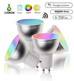 5W Light Light GU10 RGBW Timmer Dimmable LED WiFi Smart Bulb متوافق مع Alexa Google Assistant4186741