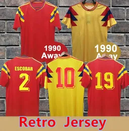 1990 Colombia Valderrama Escobar vuxen kostym Mens Soccer Jerseys Guerrero Home Away Football Shirt Nostalgic Retro Classic Memoria Uniforms