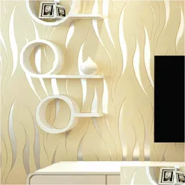 Sfondi Modern Beige 3D Carta da parati a righe per pareti Rotolo Soggiorno Tv Sfondo Decorazione della parete Carte Home Decor Camera da letto Drop Dhvlj