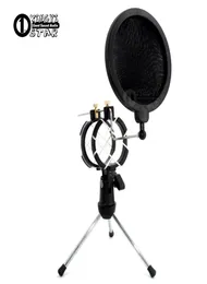 Desktop Adjustable Pop Filter Clip Mikrofon Tripod Folding Karaoke Microphone Stand Windscreen Mask Shield PC Recording Mic Holder5825513