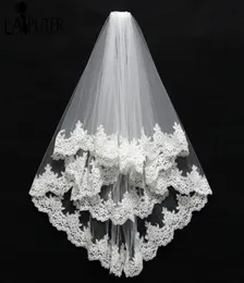 New Bridal Veils Whiteivory Twolayer 레이스 아플리크 가장자리 신부 웨딩 드레스 빗을 가진 액세서리 짧은 머리 베일 9324033385991