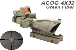Trijicon التكتيكي ACOG 4x32 مصدر الألياف الحقيقي نطاق بندقية إضاءة مع RMR Mini Red Dot Sight Dark Earth5514670