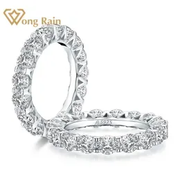 Wong Rain 100 925 Sterling Silver Round Cut이 만든 Moissanite 보석 약혼 반지 웨딩 밴드 Fine Jewelry 전체 Y01221480309