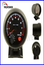 New 375 inch 95mm Tachometer RPM Gauge White Led With Internal Shift Light Black Case9282302