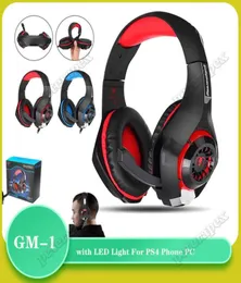 Gaming Headset GM1 35mm AJUSTABLE GAMING HEADPHERFON EARPELEFÖRETAGS HEADSET MED MICROPHONE LED -ljus för PS4 Telefon PC4489106