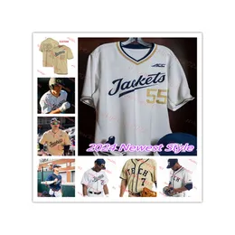 2024 Georgia Tech Jaquetas Amarelas Camisa de Beisebol Costurada Xander Stephens Cameron Clines Jackson Finley Andy Archer Tyler HareGeorgia Tech Jerseys