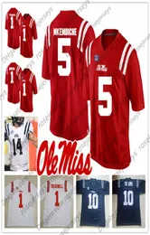 Ole Miss Rebels 14 DK Metcalf 8 Elijah Moore 9 Jerrion Ealy 24 Snoop Conner 26 Isaiah Woullard vermelho azul marinho branco Jersey3437291