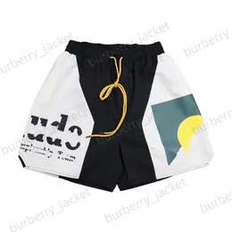 디자이너 Rhude Shorts Mens Short Beach Short Swim Shough Shouth Men Lulu Shorts Mesh Street Sweatpants 수영 무릎 길이 힙합 높은 스포츠 훈련 탄성 허리 A1