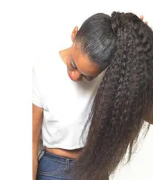 8a Afro Kinky Düz Curl Ponytail İnsan Saç Uzantıları Doğal Siyah Remy İnsan Saç Klipsi At kuyruğu 100 Gram4555031