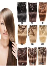 Brasilianska mänskliga hårstrån 1624quot Clip in Human Hair Extensions 1 1B 2 4 6 27 613 100GSet Human Hair Extensions5686749