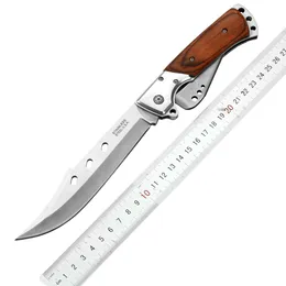 Coltello da campeggio di sopravvivenza portatile per autodifesa portatile pieghevole a coda di rondine con manico in legno colorato 302988