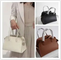 Ny The Row Premium Touch Bag Designer 10 Margaux Handväska pendlare Ko Läder Tote Travel Axel Light LuxuryClassic