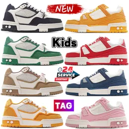 Kids Shoes Designer Casual Shoe Mens Womens Black Green PInk Red Denim Khaki Yellow Trainer Sneakers Childrens Low Sneaker Children Fashion Luxury Outdoor Trainers