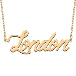 London name necklace pendant Custom Personalized for women girls children best friends Mothers Gifts 18k gold plated Stainless steel