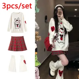 Abiti da 3 pezzi/set girl calzini gonna gigante abito kawaii giapponese jk gamba calda per gamba rossa cuore lota donna punk punk haruku gonna pieghettata