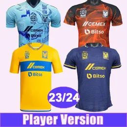 23 24 Tigres de la Uanl Mens Futbol Formaları Oyuncu Versiyonu Gignac Nico D. Reyes Pizarro Aquino L. Quinones Fulgencio Ev Away Away 3. Özel Baskı Futbol Gömlekleri