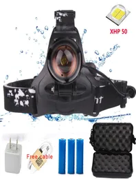 40w chip 50 led farol 4000lumens zoom head-mounted lâmpada de cabeça brilhante lanterna tocha para acampamento caça por 3*186504087710