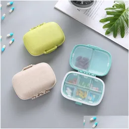 Storage Boxes & Bins 8 Grids Pill Box Tablets Organizer Container Seal Ring Wheat St Medicine Storage Pocket Case Holder Moisture Proo Dhmyh