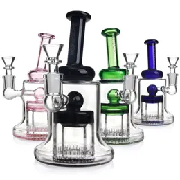 7 Inches Mixed Color Glass Oil Burner Hookah Shisha Double showerhead percs Water Pipe Smoking Pipes Dab Rig