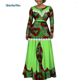 Ethnische Kleidung Basing Bazin Riche Women African Flower Edge Applique Lange Kleiderparty Vestidos Dashiki Druckkleider für WY3541