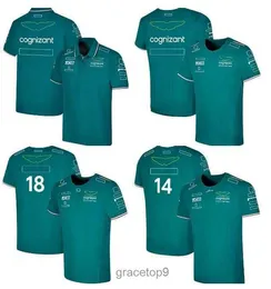 Herrpolos herr t-shirts mode Aston Martin F1 Team T-shirts Spanish Racing Driver Fernando Alonso 14 och Stroll 18 SUPPIZE POLO DESIGNER T-shirt Anpassningsbar 4Ze1