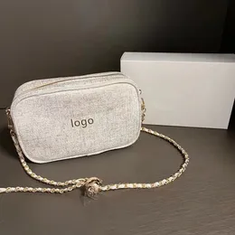 Borsa per il trucco di design Borsa a catena con logo classico blu e bianco Borsa per il trucco da viaggio portatile da donna Borsa per il lavaggio Borsa quadrata Confezione regalo