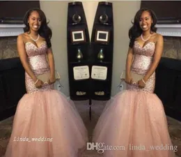 2019 Peach Blingbling Sequins South African Black Girl Prom Dress New Arrival Sweetheart Backless Mermaid Party Gown Custom Make P9364832