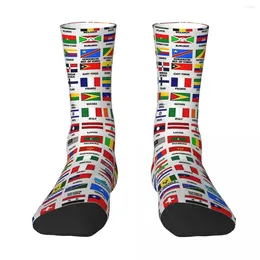 Men's Socks All Flags Country Of The World Harajuku Super Soft Stockings Season Long Accessories For Unisex Birthday Present