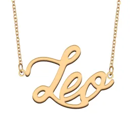 Leo name necklaces pendant Custom Personalized for women girls children best friends Mothers Gifts 18k gold plated Stainless steel