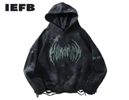 IEFB Hip Hop Yıkılmış yırtık kapüşonlu sweatshirt hoodies sokak kıyafetleri büyük boyutlu gündelik üstler kadınlar moda kazak hoodie 9Y366 21064413