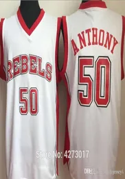 네바다 라스 베이거스 대학교 50 Greg Anthony College Jerseys Unlv University 농구 자수 팀 Red White5470440