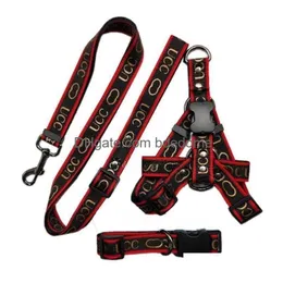 Designer Dog Harness and Treh Collar Set Inget PL Justerbart ryggklipp Steg med grundläggande tunga anti-vridare för små till stora hundar DHCDR