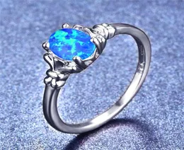 Pierścionki ślubne Junxin Boho żeńska purpurbluewhite opal pierścionek srebrny kolor dla kobiet biżuteria mody9339197
