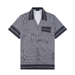 AA Tasarımcı Gömlek Erkek Moda Geometrik Geometrik Bowling Gömlek Hawaii Geometrik Sıradan Gömlek Men İnce Kısa Kollu Çok Yönlü T-Shirt