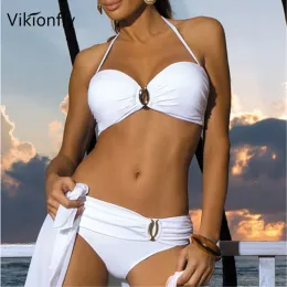 Set Vikionfly Sexy Brazilian Bikini Push Up Swimsuit Women 2020 Hot Bandeau Sport Bikini Set Swimwear Swimming Suit Bathing Suit XL