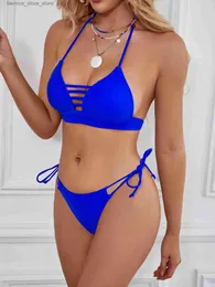 Damen Bademode 2024 Neue Bandeau Sexy Frauen Niedrige Taille Badeanzug Bandage Push Up Gepolsterte Bikini Set Strand Tragen Dreieck Monokini Bikinis Q240306